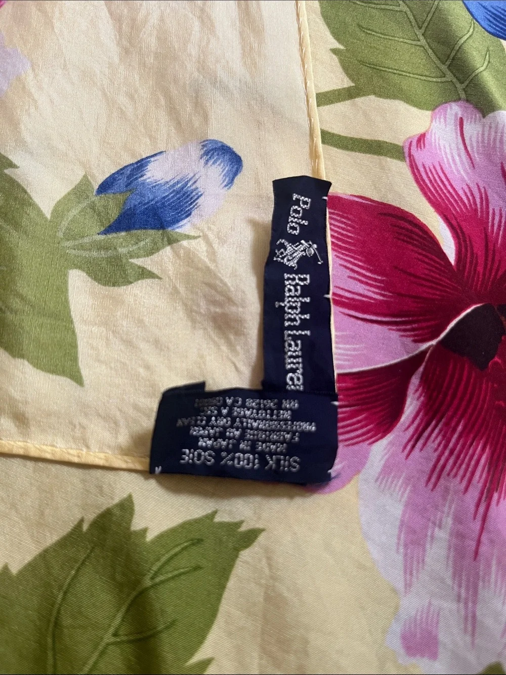 Polo Ralph Lauren silk scarf, floral, vintage, botanical